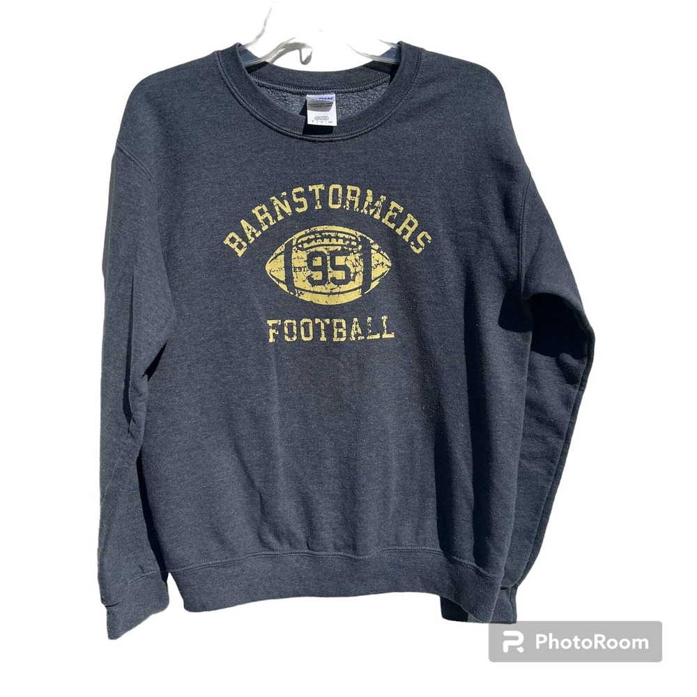 Gildan Women S Charcoal Grey Barnstormer Football 95 Graphic Crewneck Sweatshirt